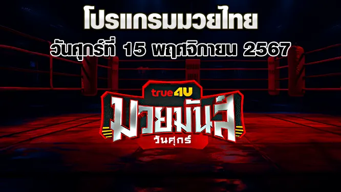 โปรแกรมมวยไทย วันศุกร์ที่ 15 พฤศจิกายน 2567