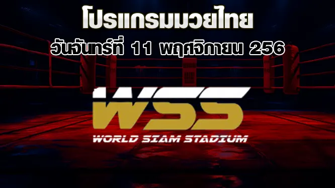 โปรแกรมมวยไทย วันจันทร์ที่ 11 พฤศจิกายน 2567