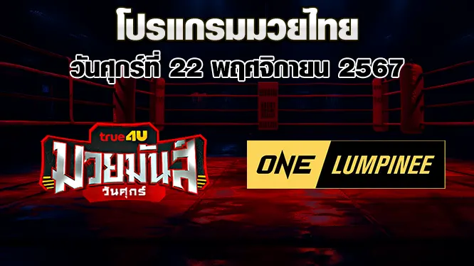 โปรแกรมมวยไทย วันศุกร์ที่ 22 พฤศจิกายน 2567