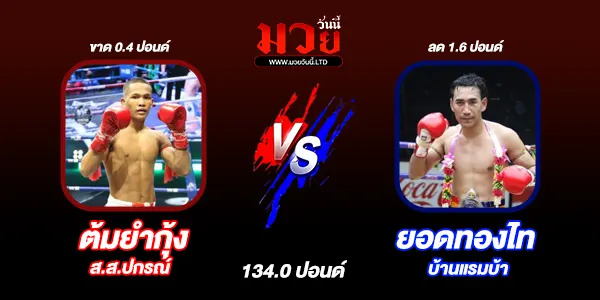 โปรแกรมมวยไทย วันเสาร์ที่ 30 พฤศจิกายน 2567