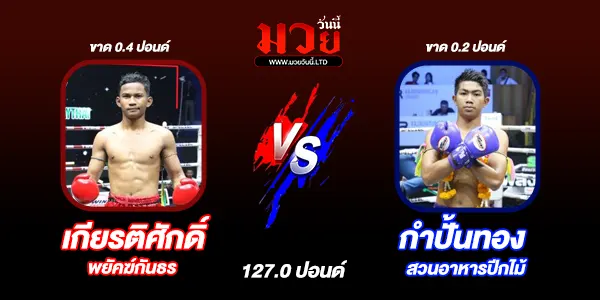 โปรแกรมมวยไทย วันเสาร์ที่ 21 ธันวาคม 2567