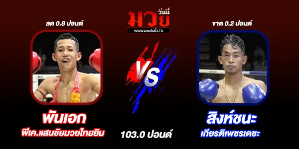 โปรแกรมมวยไทย วันเสาร์ที่ 23 สิงหาคม 2568 