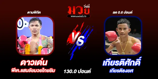 โปรแกรมมวยไทย วันเสาร์ที่ 16 สิงหาคม 2568 