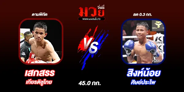 โปรแกรมมวยไทย วันอังคารที่ 25 พฤศจิกายน 2568