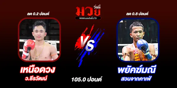 โปรแกรมมวยไทย วันจันทร์ที่ 24 พฤศจิกายน 2568