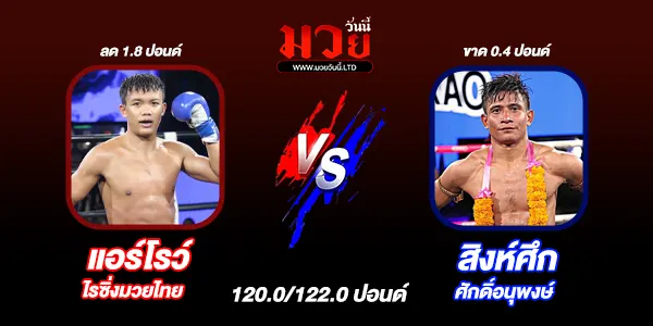 โปรแกรมมวยไทย วันพุธที่ 26 พฤศจิกายน 2568