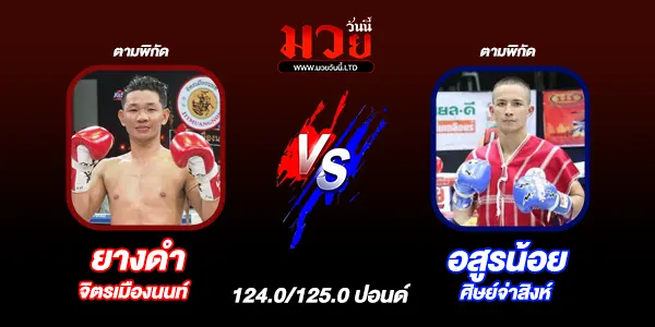 โปรแกรมมวยไทย วันอาทิตย์ที่ 23 พฤศจิกายน 2568