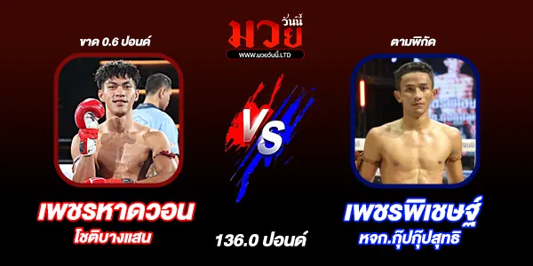 โปรแกรมมวยไทย วันเสาร์ที่ 15 พฤศจิกายน 2568 