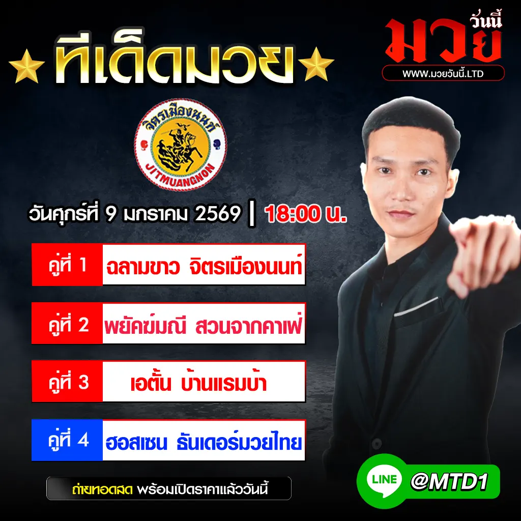 ทีเด็ดมวย ประจำวันศุกร์ที่ 9 มกราคม 2569