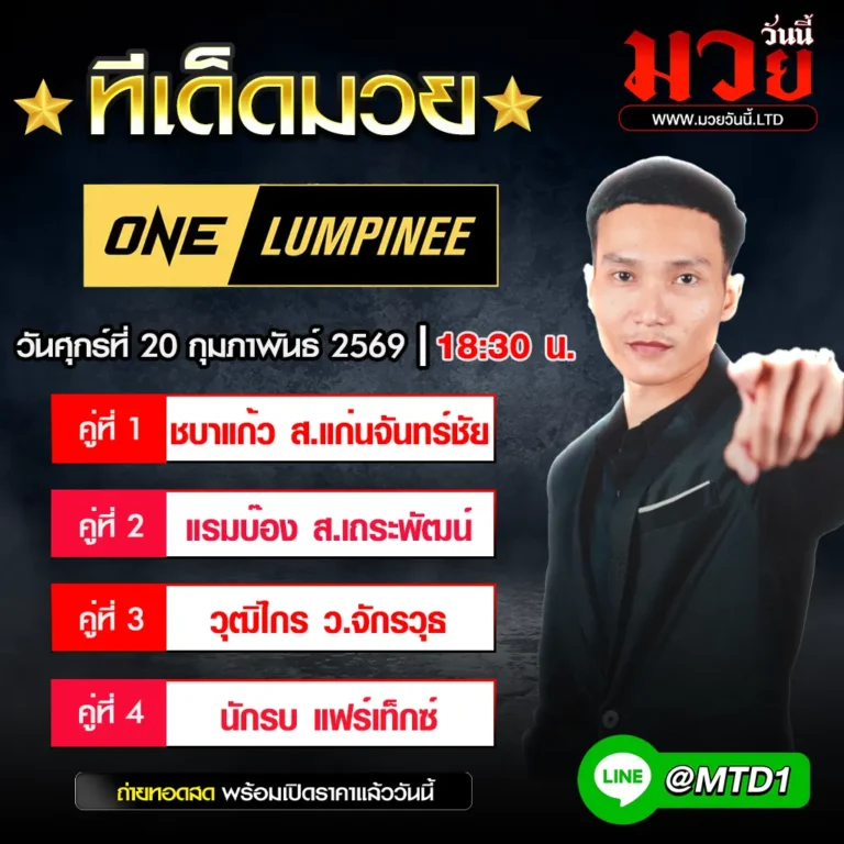 ทีเด็ดมวย ประจำวันศุกร์ที่ 20 กุมภาพันธ์ 2569