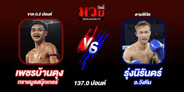 โปรแกรมมวยไทย วันพฤหัสบดีที่ 2 เมษายน 2569