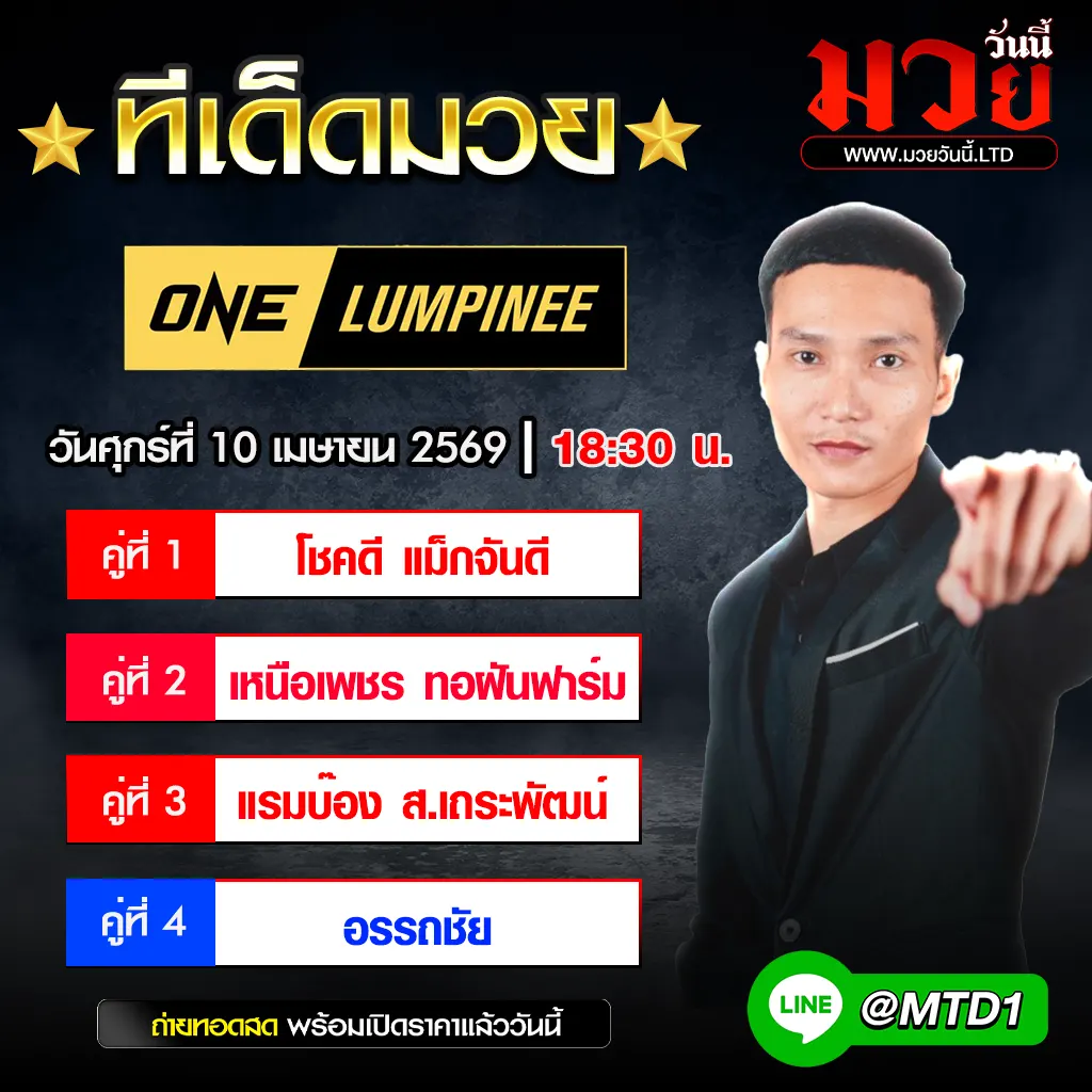 ทีเด็ดมวย ประจำวันศุกร์ที่ 10 เมษายน 2569