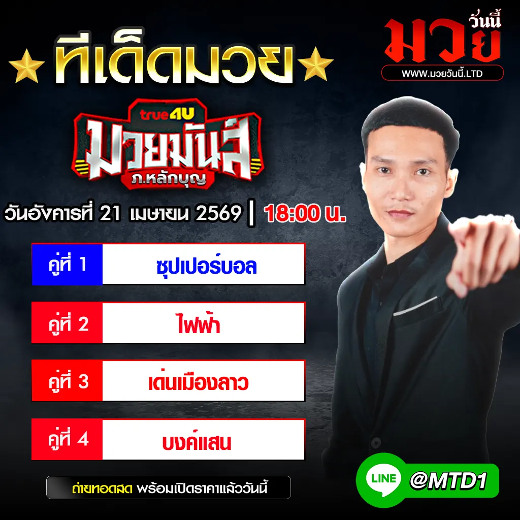 ทีเด็ดมวประจำวันอังคารที่ 21 เมษายน 2569