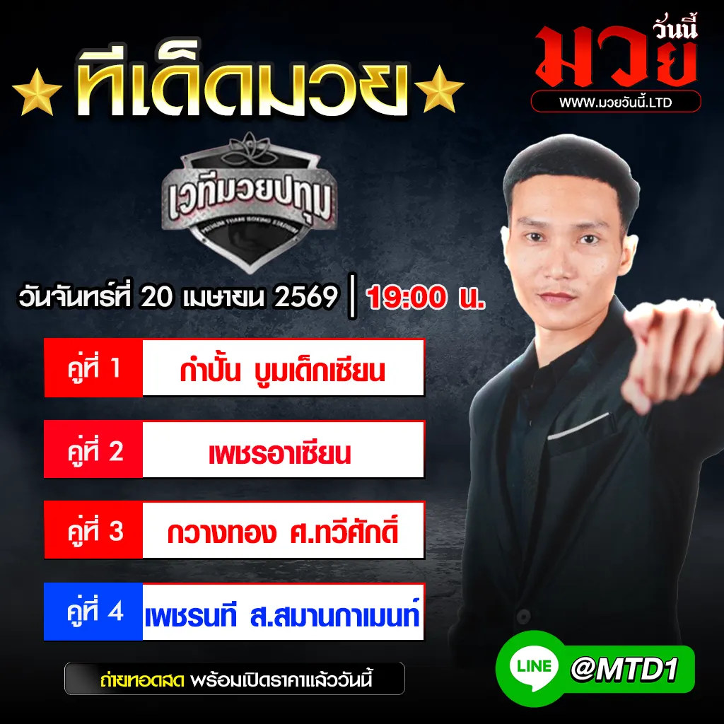 ทีเด็ดมวประจำวันจันทร์ที่ 20 เมษายน 2569